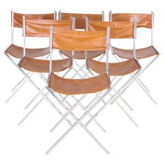 Set of 6 chrome and leather chairs circa 1970