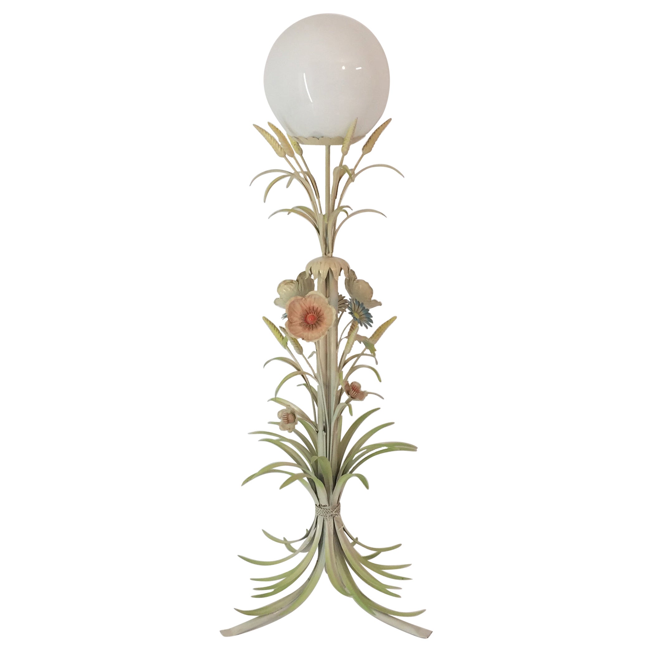 Flower Bouquet Pastel Floor Lamp 1960s Vintage Italian Sheaf Of Wheat MidCentury