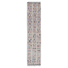 Runner moderno e casual annodato a mano con design moderno e minimalista 2'6 x 12'4