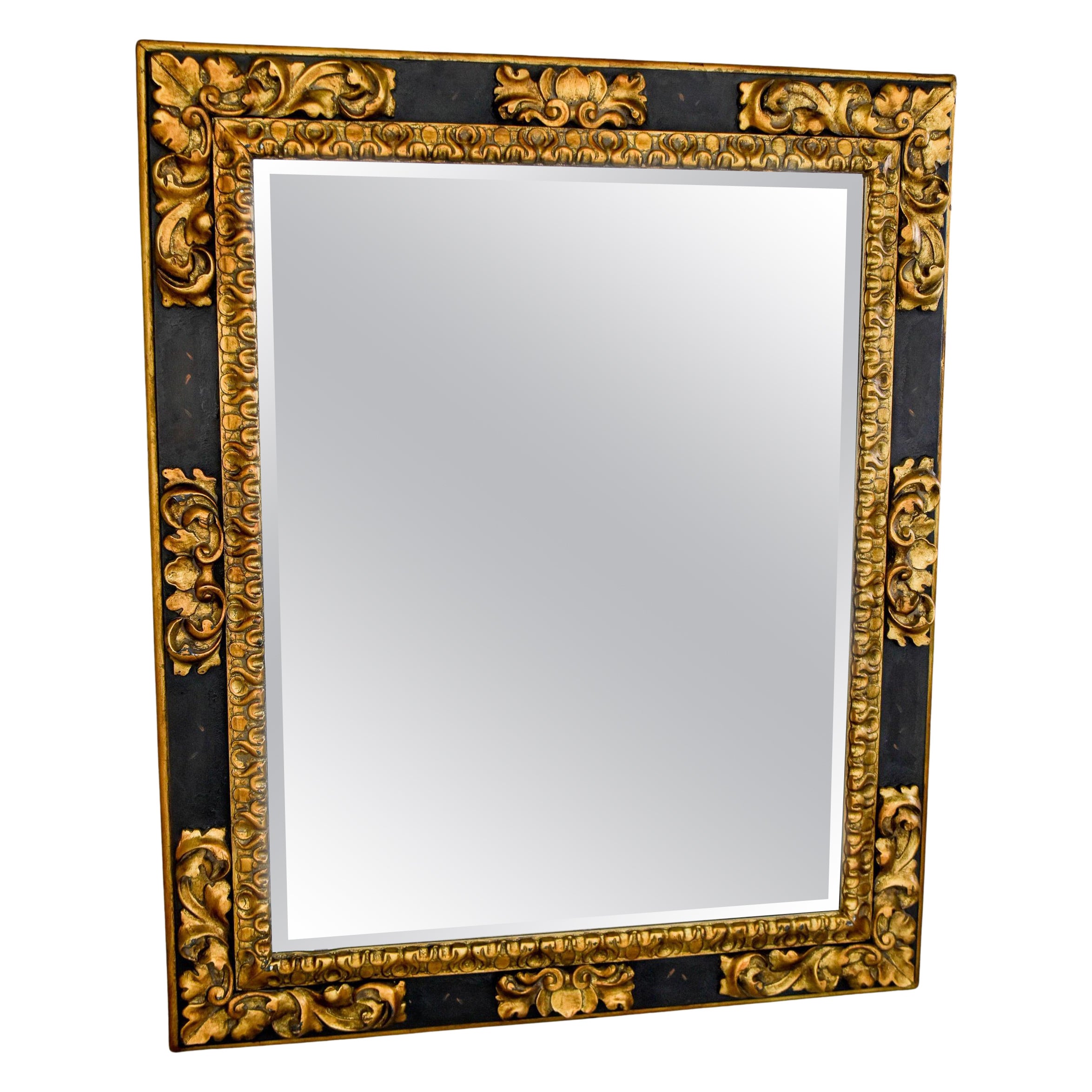 Vintage Extra Large Ralph Lauren Polo Black and Gilt Wood Mirror For Sale