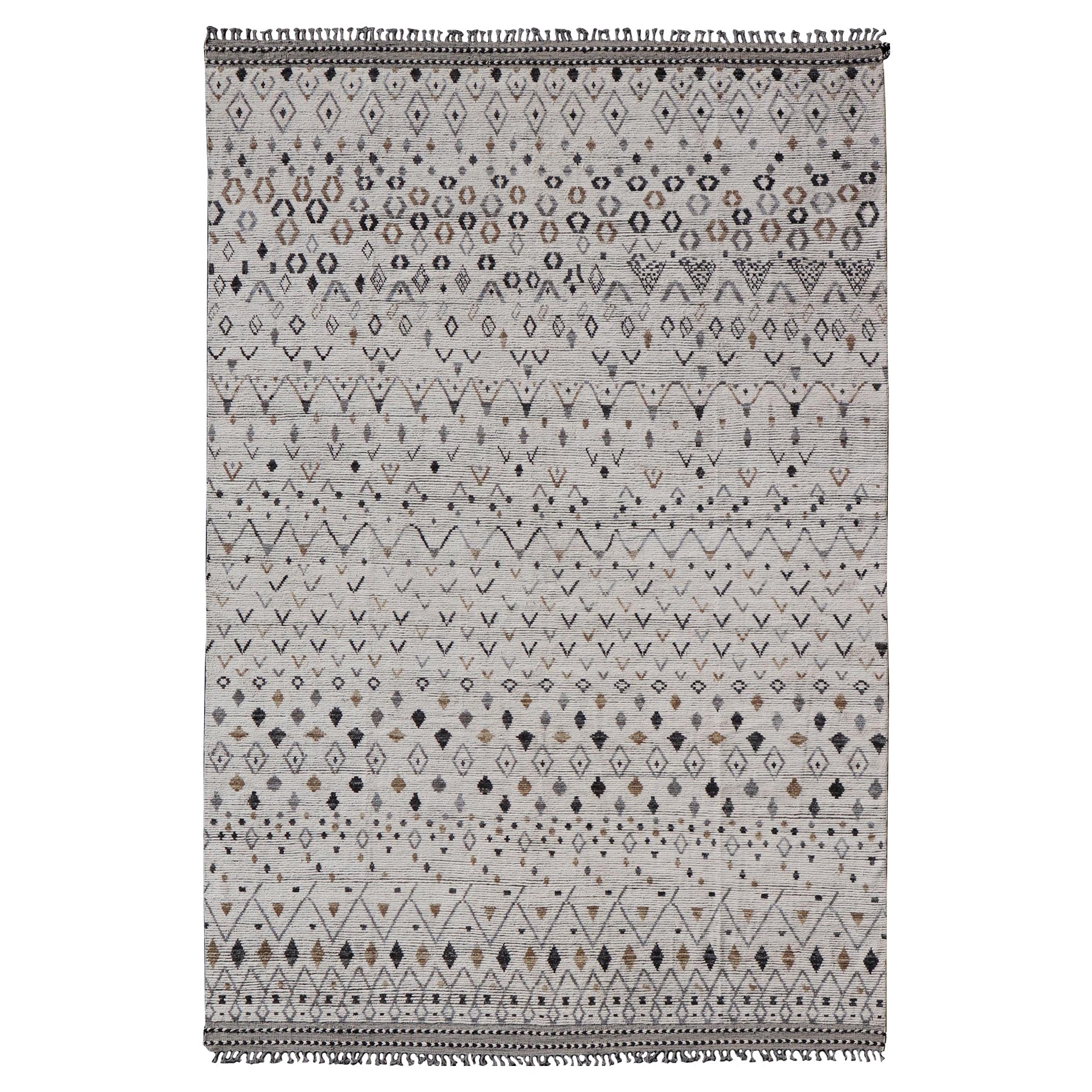 Modern Moroccan Charcoal Rug in Neutral Tones with Subdued Design 12'1 x 17'6