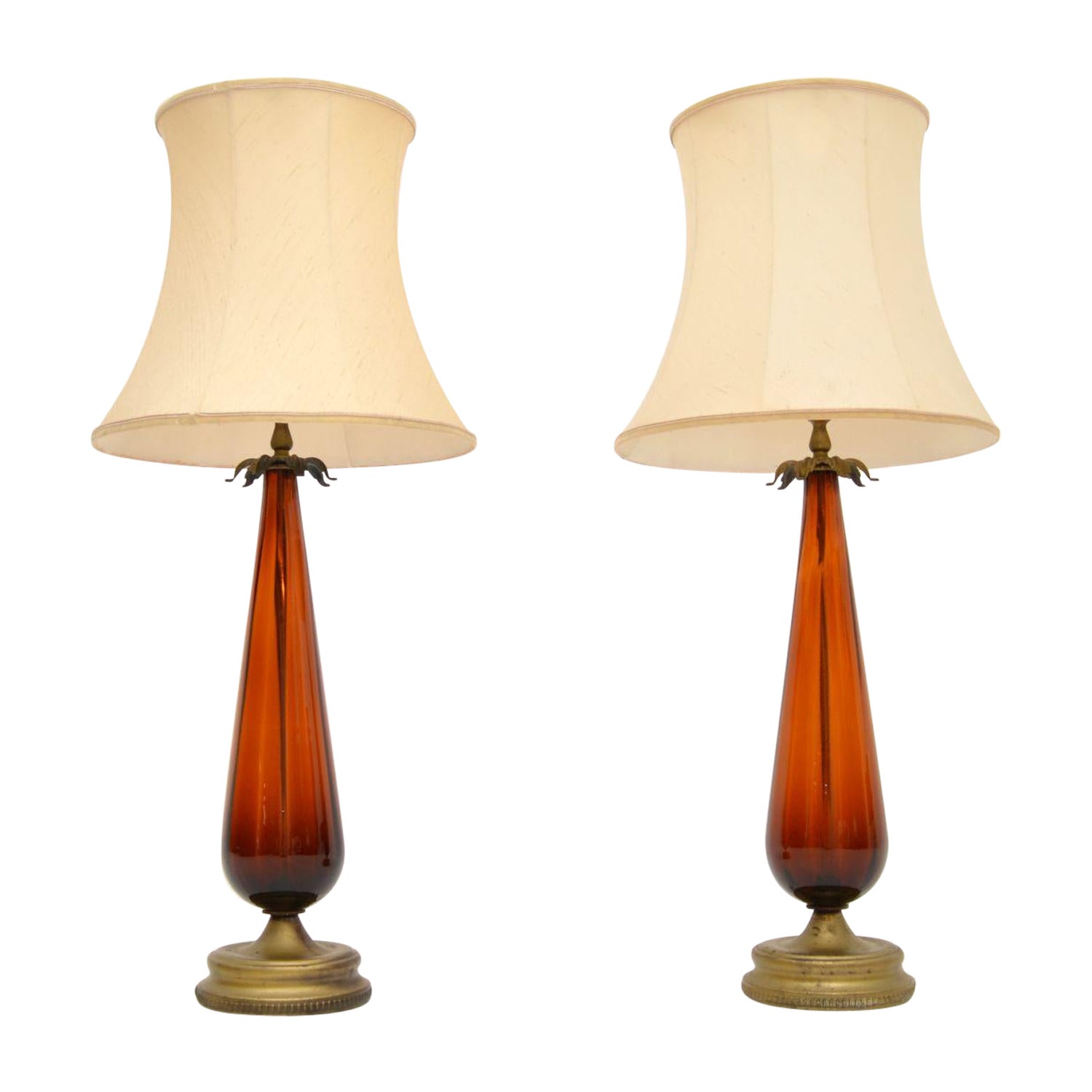Large Pair of Art Deco Glass Table Lamps