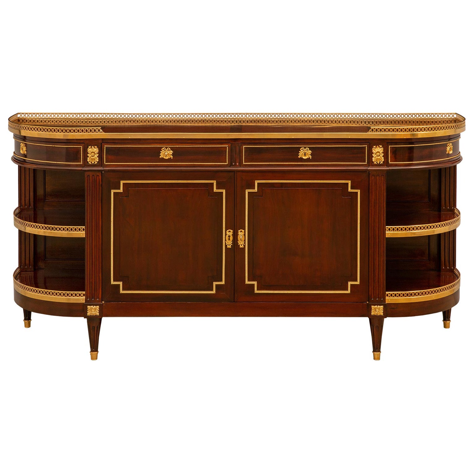 French 19th Century Louis XVI St. Mahogany And Ormolu Buffet For Sale