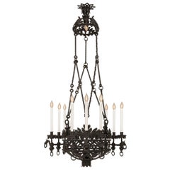 French 19th Century Renaissance St. Wrought Iron Chandelier