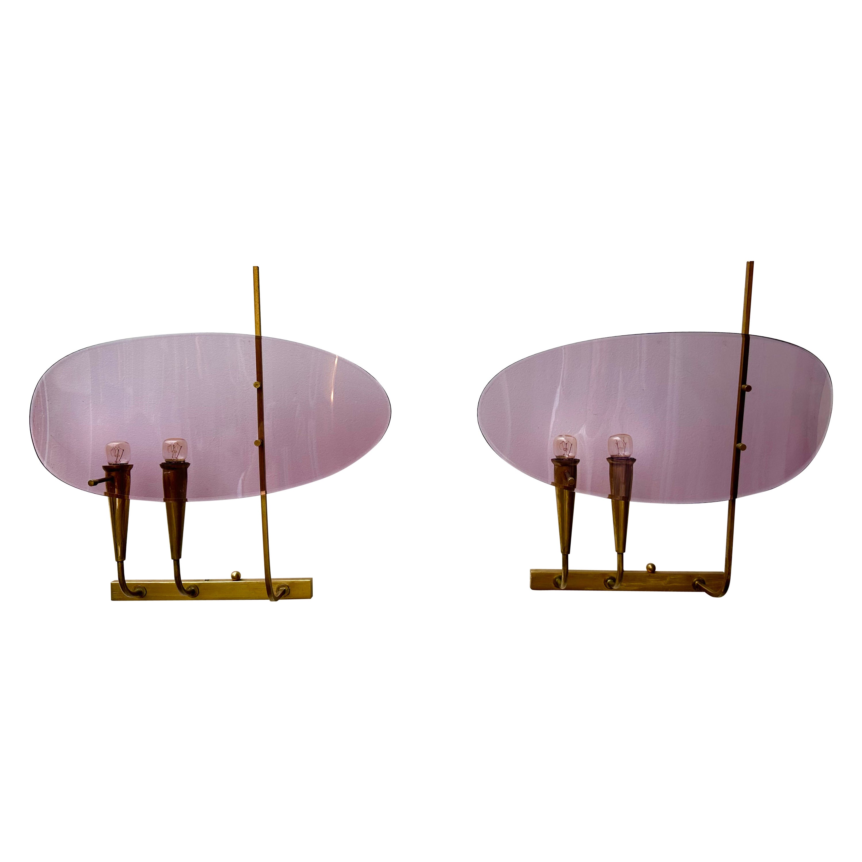 Mid-Century Sconces Lucite and Brass by Stilux Milano. Italy, 1960s For Sale