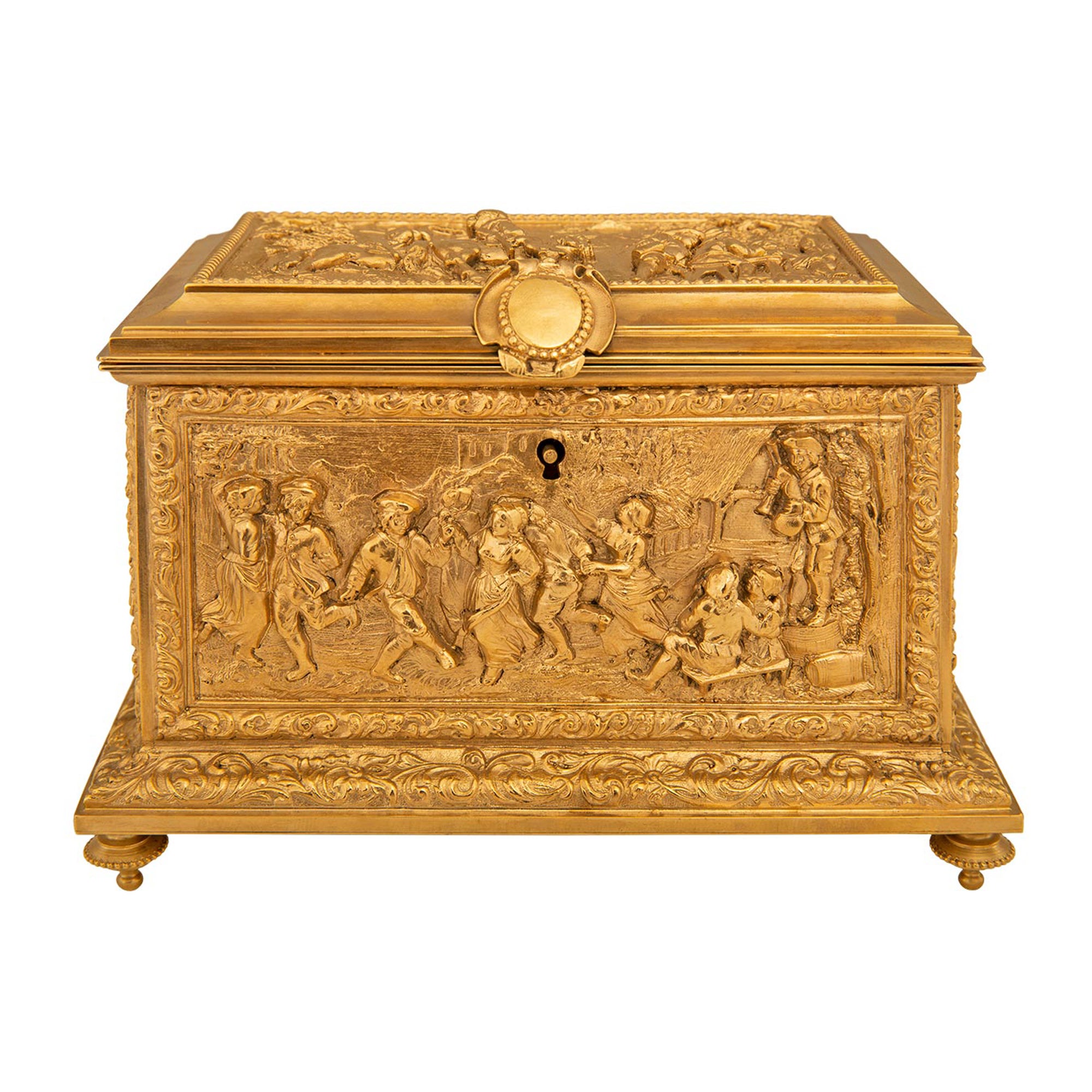 French 19th Century Renaissance St. Ormolu Jewelry Box, Signed A.B. Paris