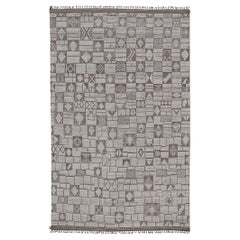 Grande tappeto marocchino moderno annodato a mano in lana con motivi sub-geometrici 11'6 x 18'3