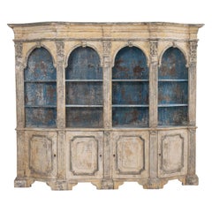 19th c. Italian Two-Part Bibliothèque De Boiserie in Original Paint