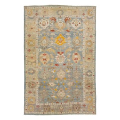 Oversize Contemporary Sultanabad Wool Rug Handmade In Blue