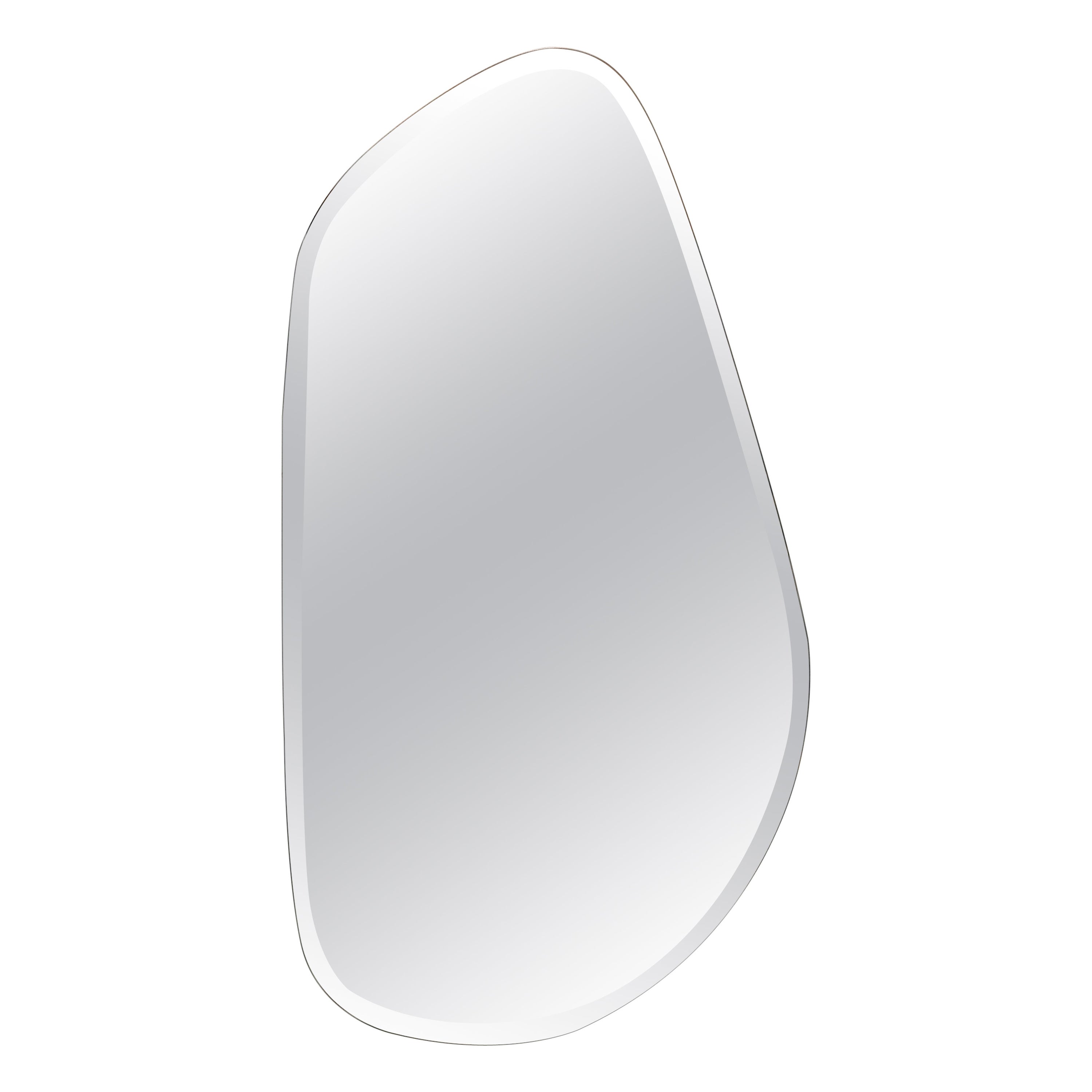 Organic Glass High Polish Mirror with Beveled Edge 42"H, Mary Ratcliffe Studio For Sale
