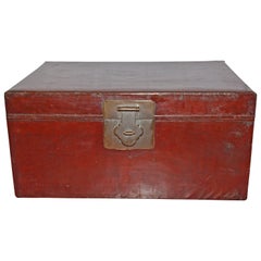 Large Retro Chinese Lacquered Trunk or Blanket Chest