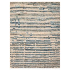 Collection Nazmiyal Design géométrique tribal moderne bleu clair 7'4" x 9'9"