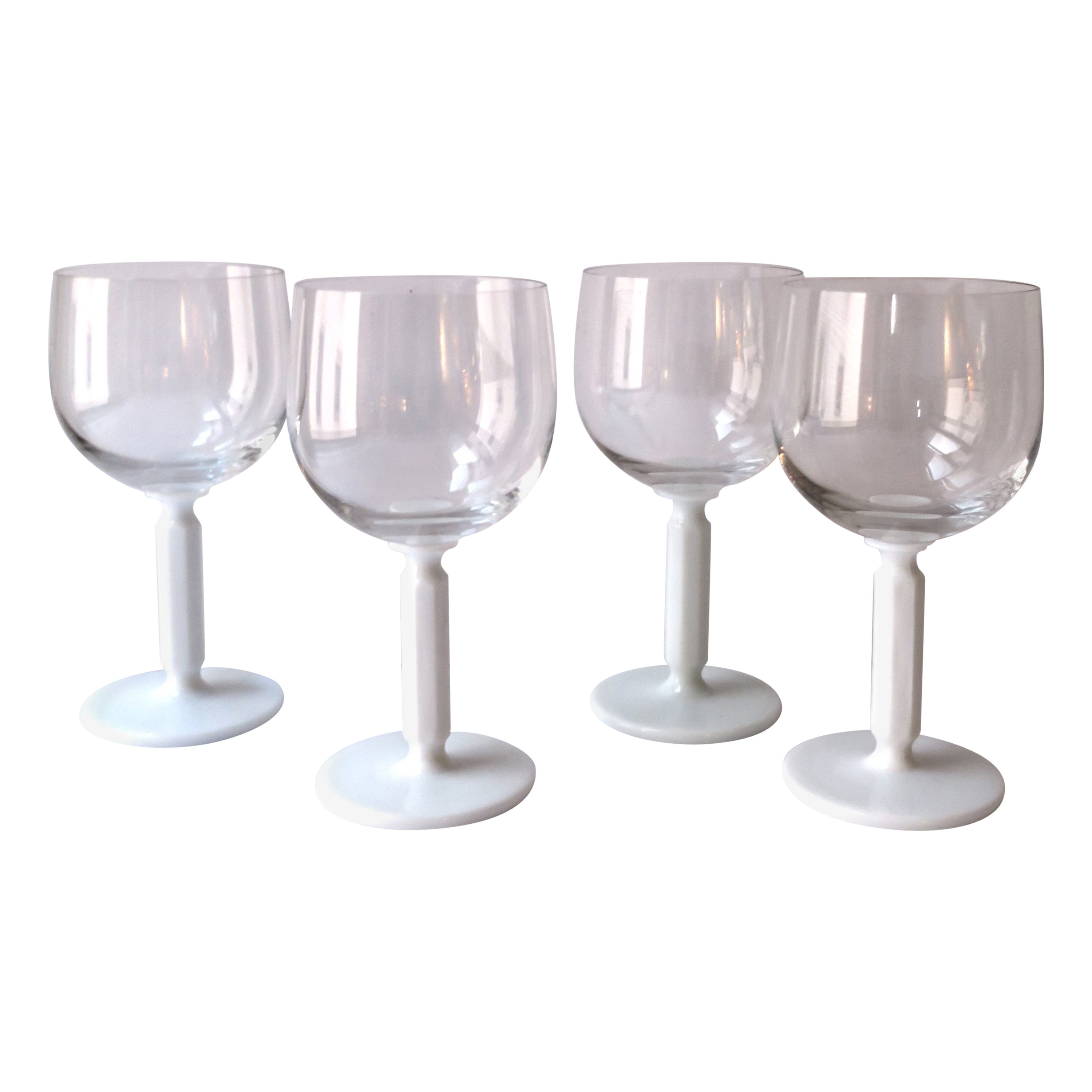 Rosenthal Studio-Line Wine or Cocktail Glasses with White Glass Stem, Set of 4