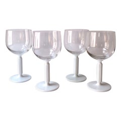 Vintage Rosenthal Studio-Line Wine or Cocktail Glasses with White Glass Stem, Set of 4