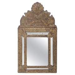 A small Dutch style brass repouse mirror circa 1890.