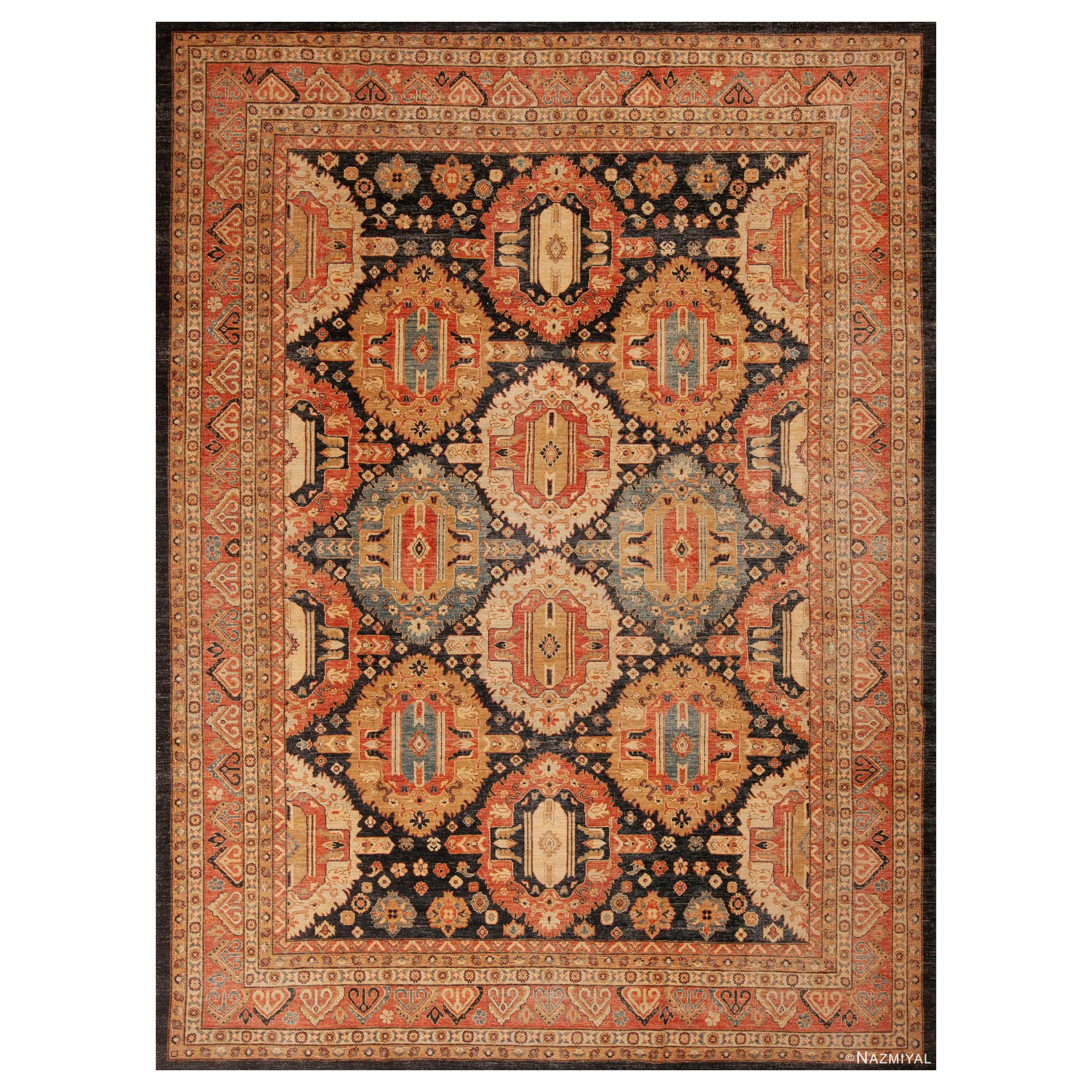 Moderner Teppich 9'3" x 12'5" aus der Nazmiyal Kollektion, rustikaler persischer Stammeskunst-Teppich im Heriz-Design im Angebot