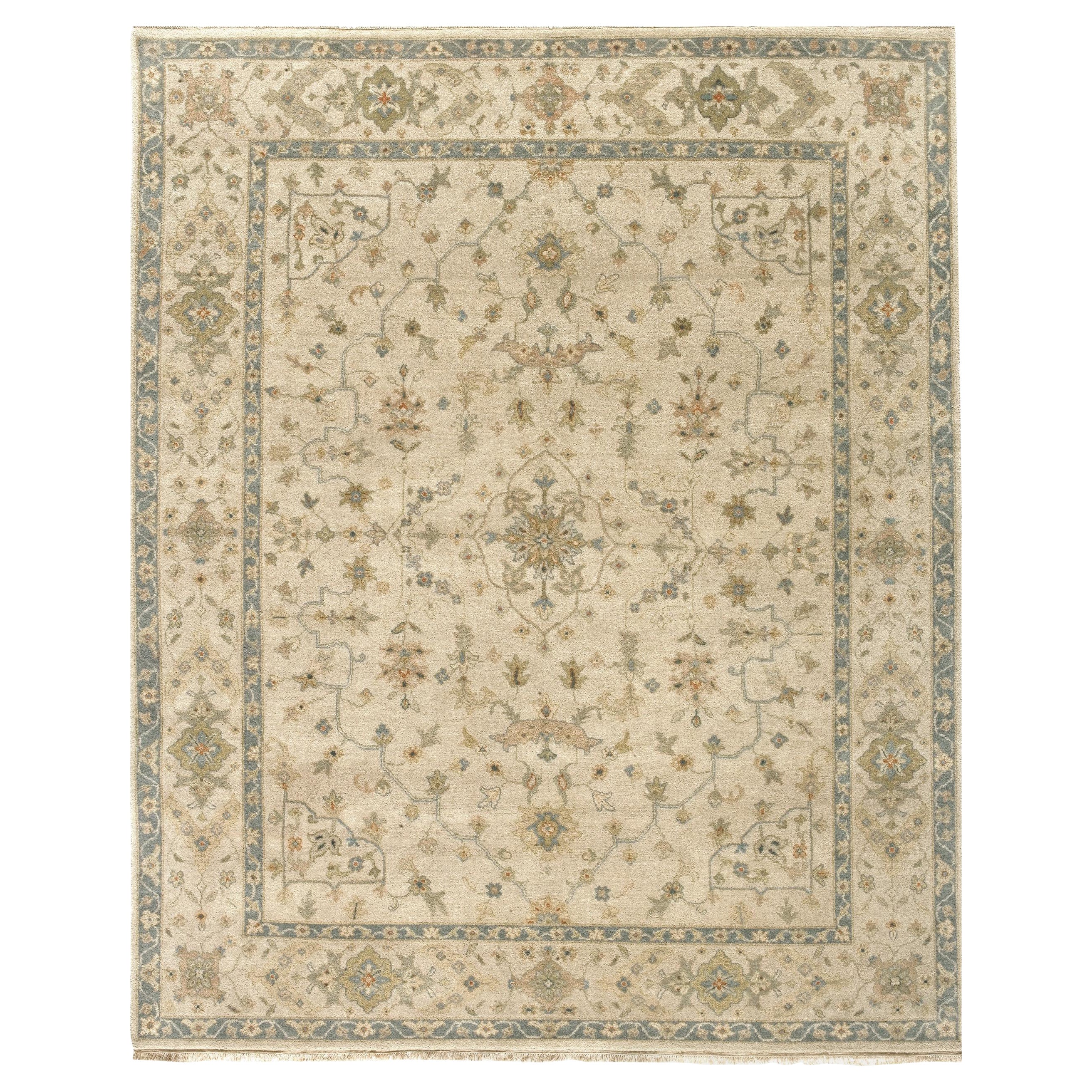 Luxury Traditional Hand-Knotted Herati Beige 12x22 Rug For Sale