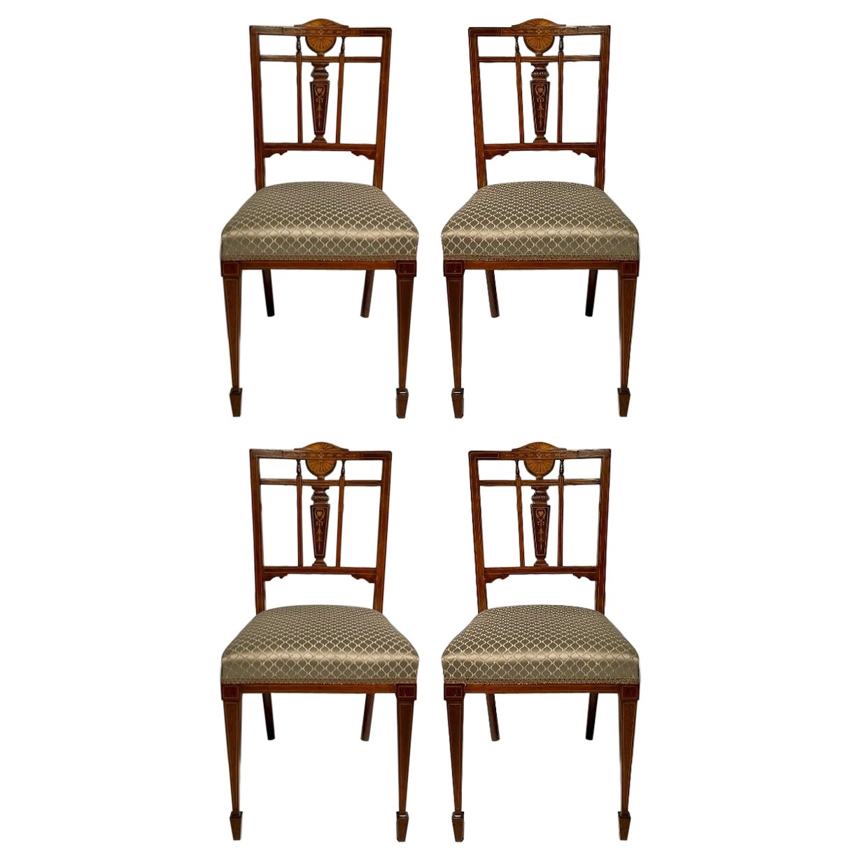 Set of 4 Antique English Rosewood Side Chairs, Circa 1880. For Sale
