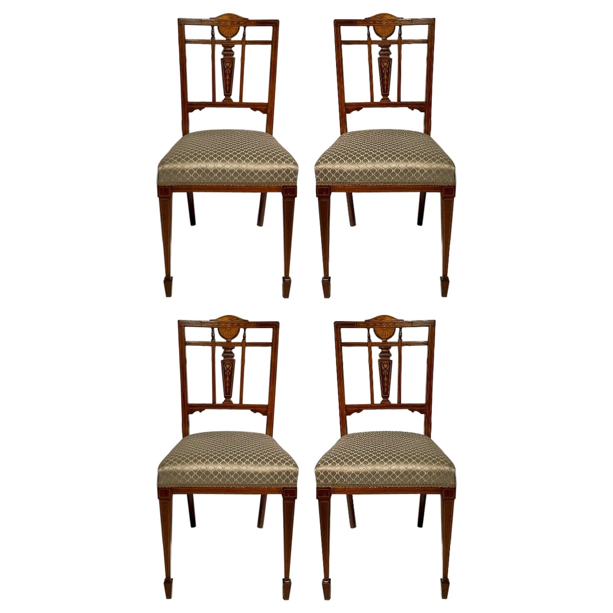 Set di 4 sedie da salotto antiche in palissandro inglese, CIRCA 1880.
