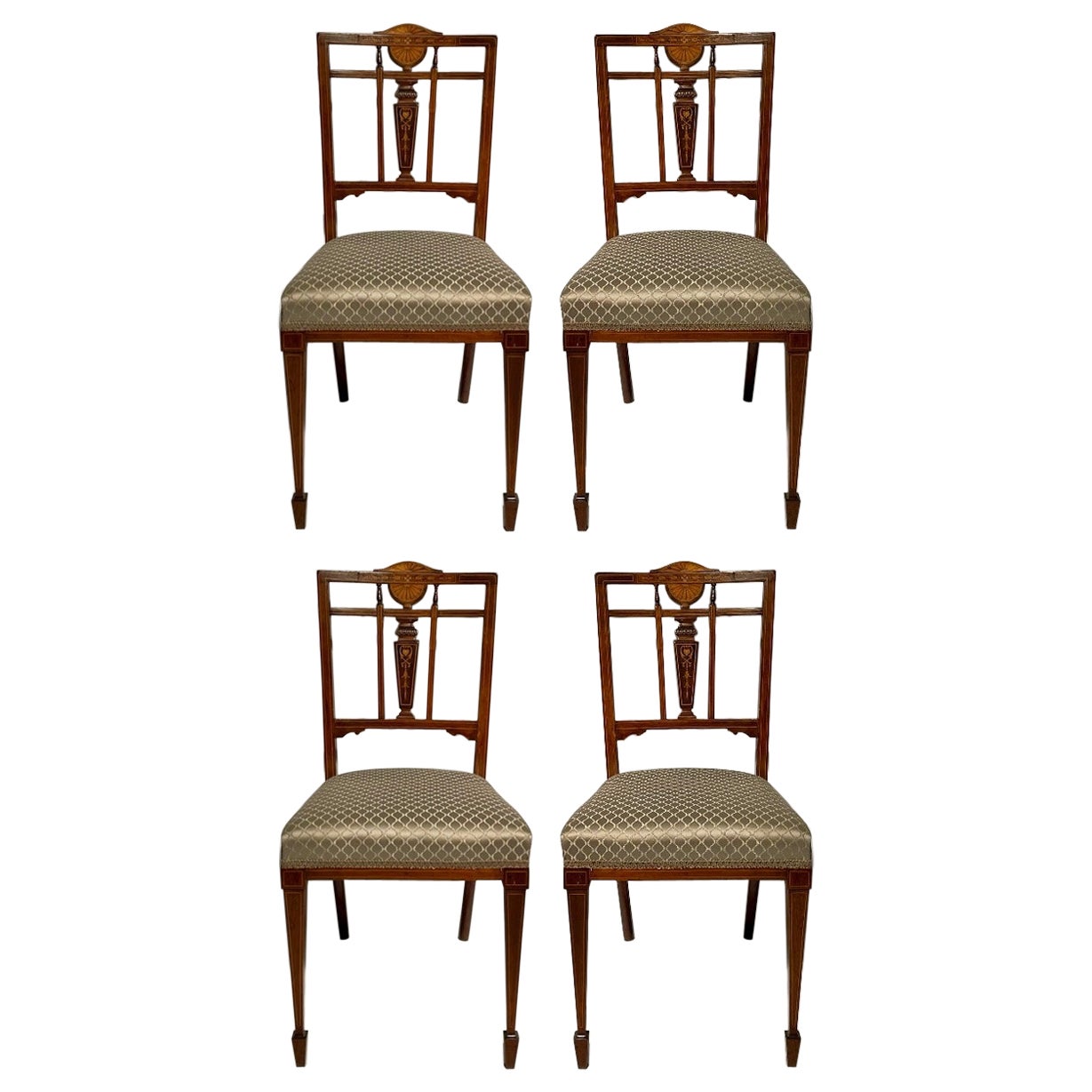 Set of 4 Antique English Rosewood Side Chairs, Circa 1880.