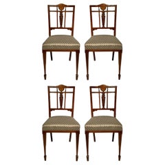 Ensemble de 4 chaises d'appoint anglaises anciennes en bois de rose, vers 1880.