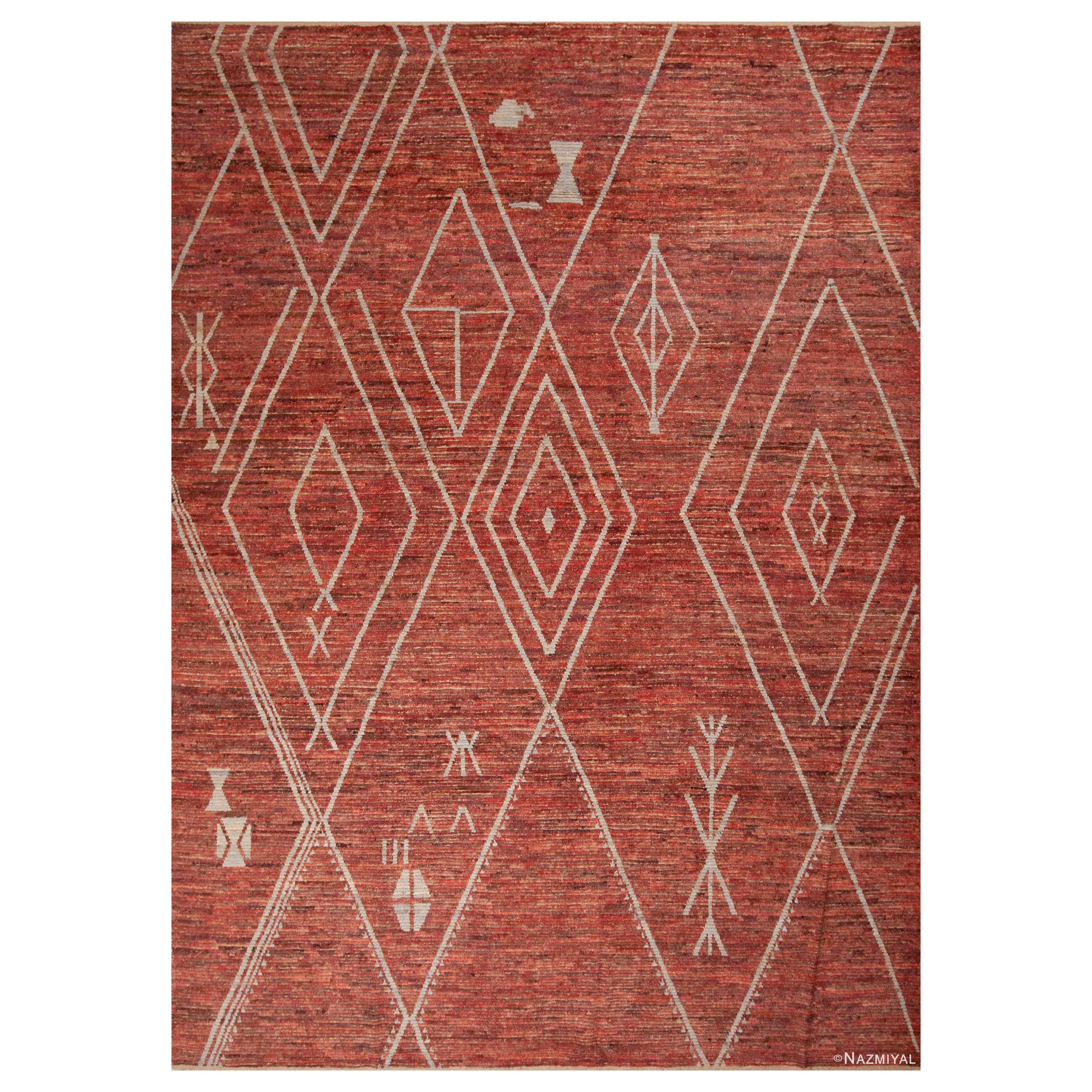 Nazmiyal Collection Tribal Beni Ourain Design Modern Rustic Rug 10'2" x 14'2" For Sale