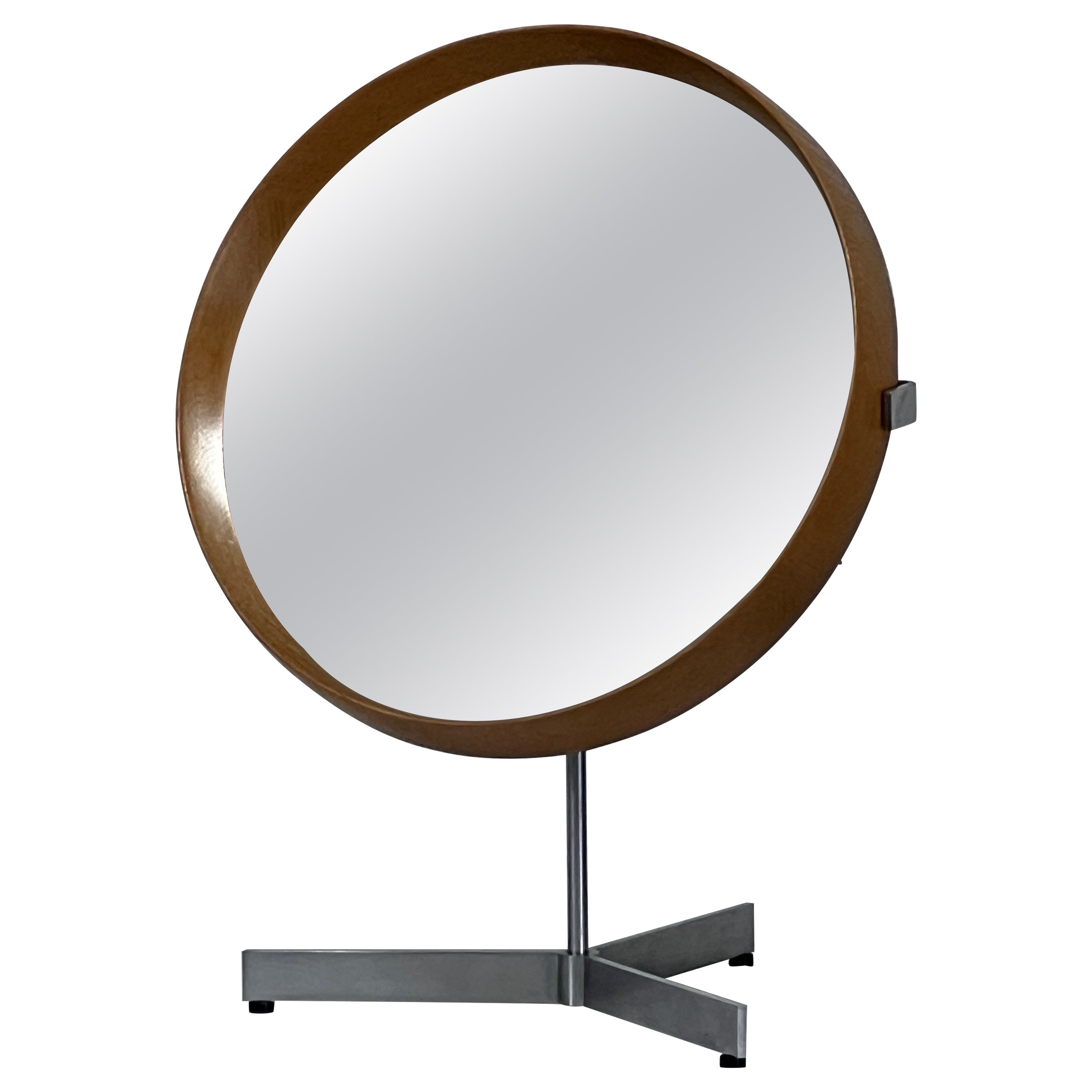 Oak Table Mirror by Uno & Östen Kristiansson for Luxus of Sweden, 1960s