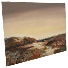 Vintage Original signiert Landschaft Gemälde auf dem Brett.