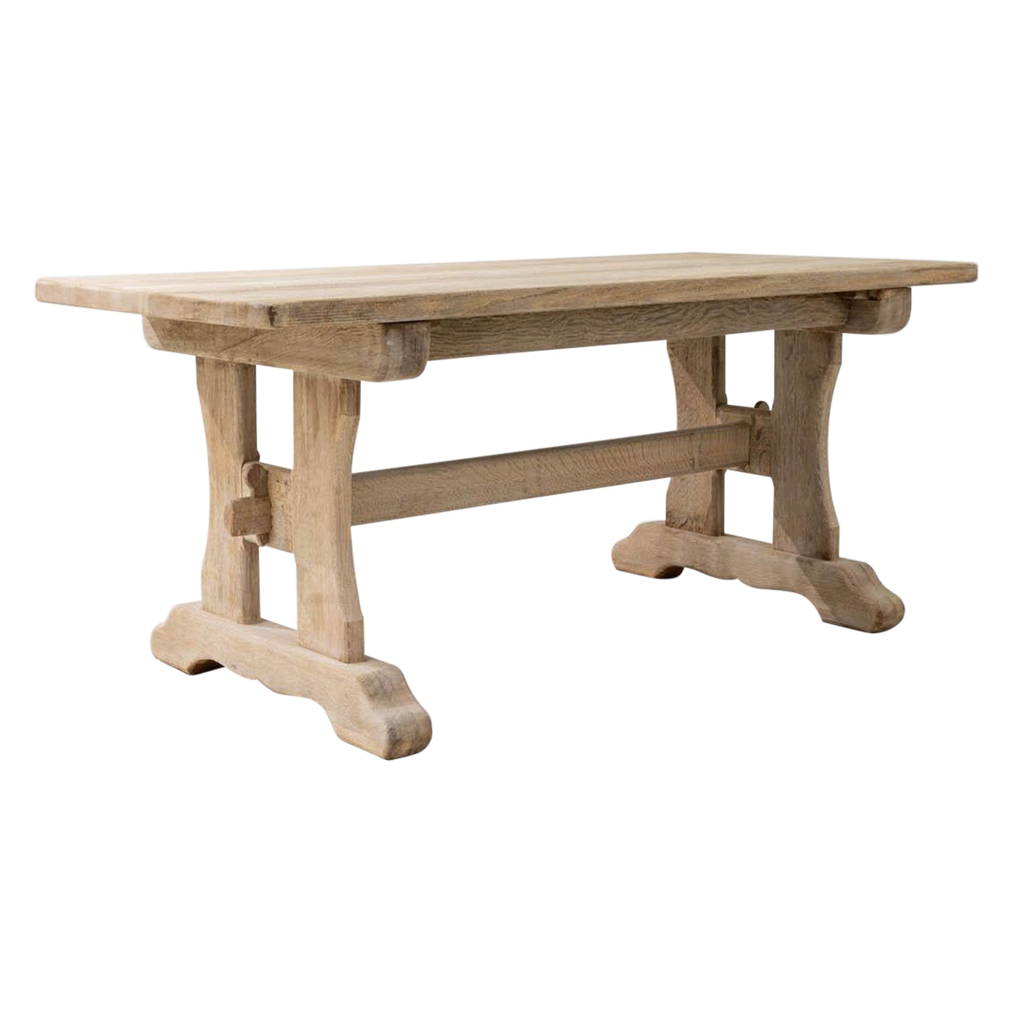 20th Century Belgian Oak Dining Table For Sale