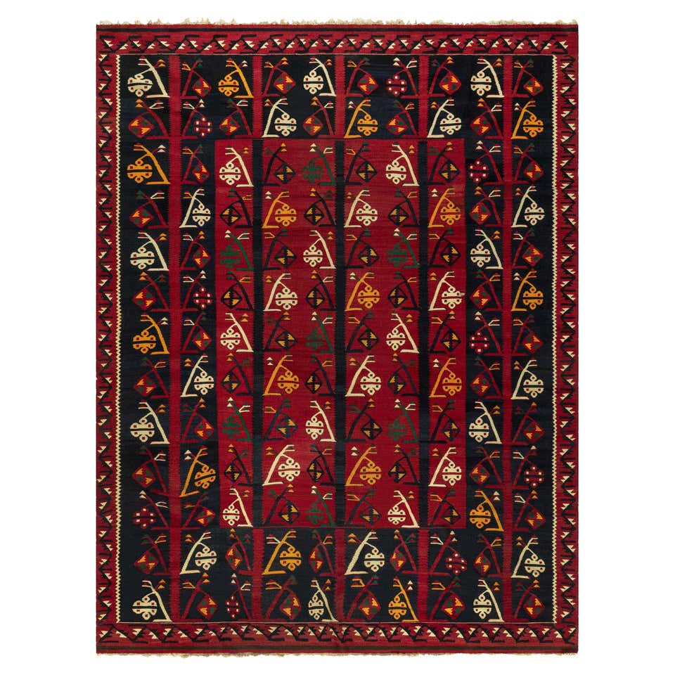 One-of-a-kind Hand Knotted Wool Mogul Red Area Rug For Sale at 1stDibs