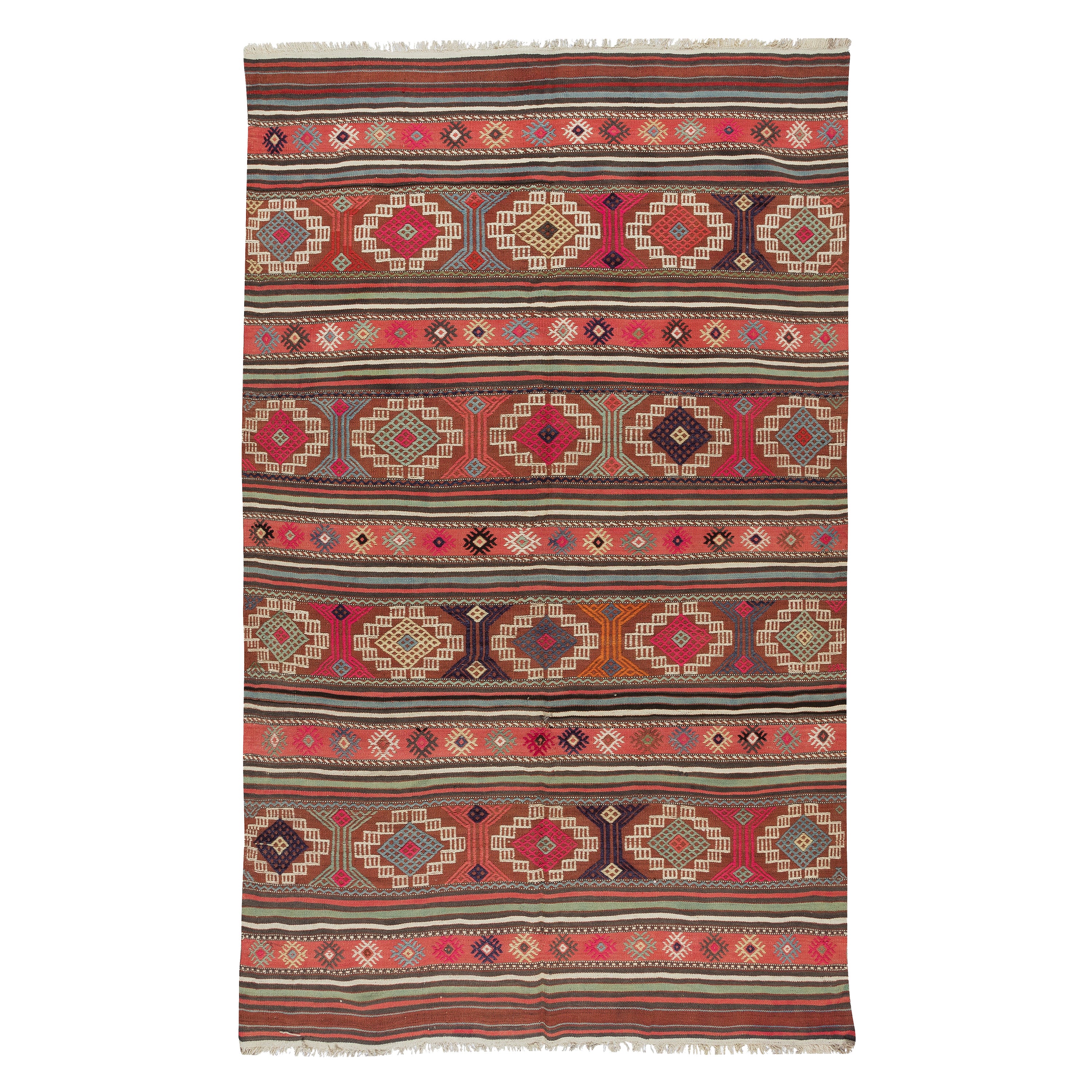 5x8 Ft Multicolor Handmade Wool Kilim Rug From Central Anatolia, Turkey, 1970s For Sale