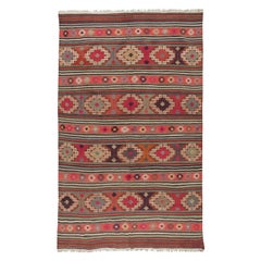 5x8 Ft Multicolor Handmade Wool Kilim Rug From Central Anatolia, Turkey, 1970s