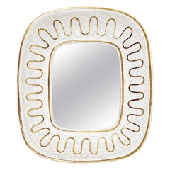 Mid-Century Golden Loop Craquelé Terracotta Wall Mirror, Gmundner Keramik, 1950s