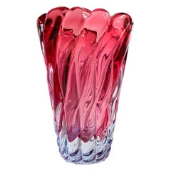 Pink and Purple Sommerso Glass Vase 1980s