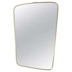 Vintage Mid-Century Italian Brass Mirror Attributed To Gio Ponti  1960s