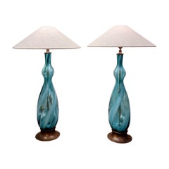 A pair of large Table Lamps, Murano Italy mid-1900s.