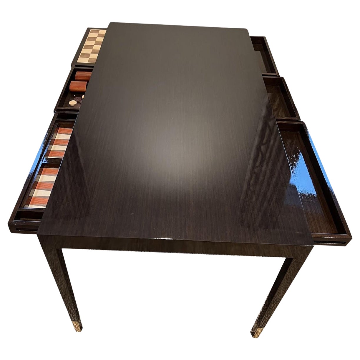 Custom Partner's Desk with Backgammon/Chess Piece For Sale