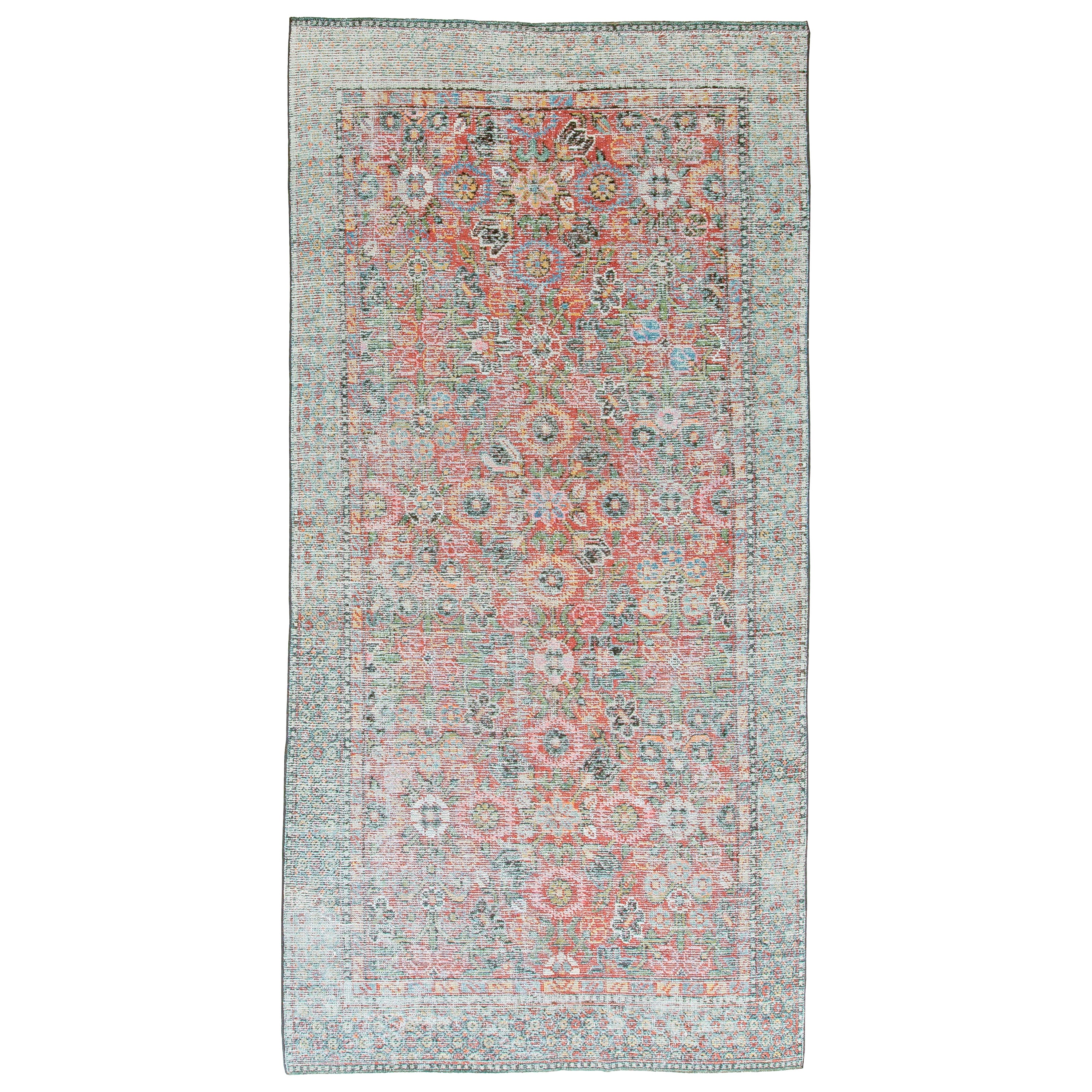 Authentic 1850s Samarkand Handmade Silk Rug For Sale