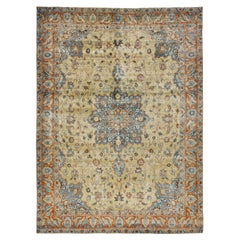 Medaillon entworfen antike Wolle Teppich Persisch Tabriz aus 1900s