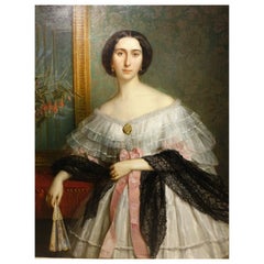 Antique Portrait of a young aristocrat, France Circa 1850 