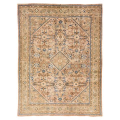 Handgefertigter persischer Mahal-Teppich aus pfirsichfarbener Wolle mit Blumenmotiv aus Allover