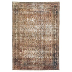  1900s Antike Wolle Teppich Persisch Tabriz In Rust Mit Floralem Muster 