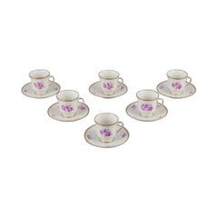 Bing & Grøndahl, Denmark. Set of six demitasse cups with saucers in porcelain.