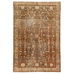 Brown Antique Persian Hamadan Wool Rug HandCrafted in the 1920s