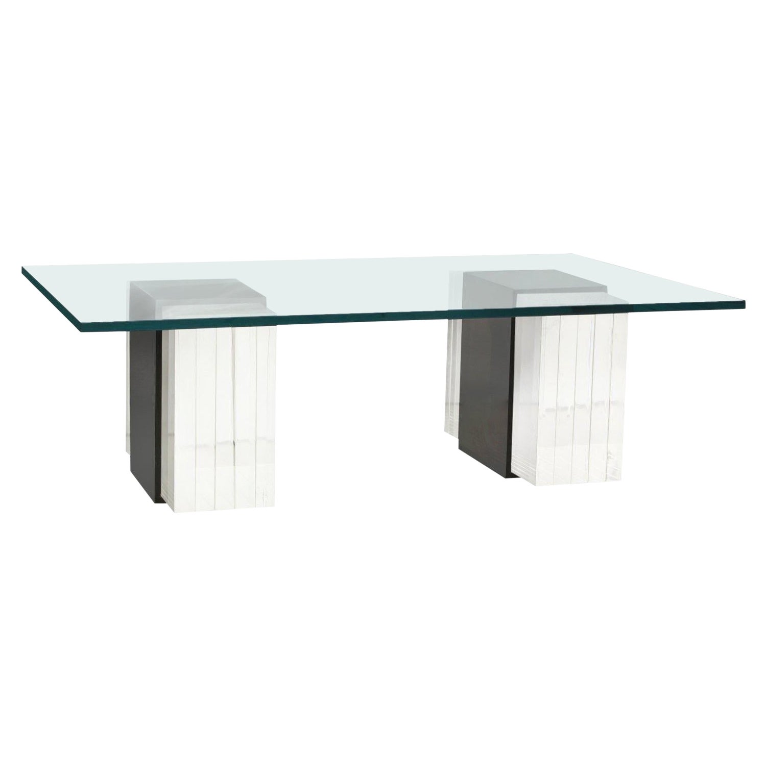 Charles Hollis Jones style Lucite & Glass Cocktail Table