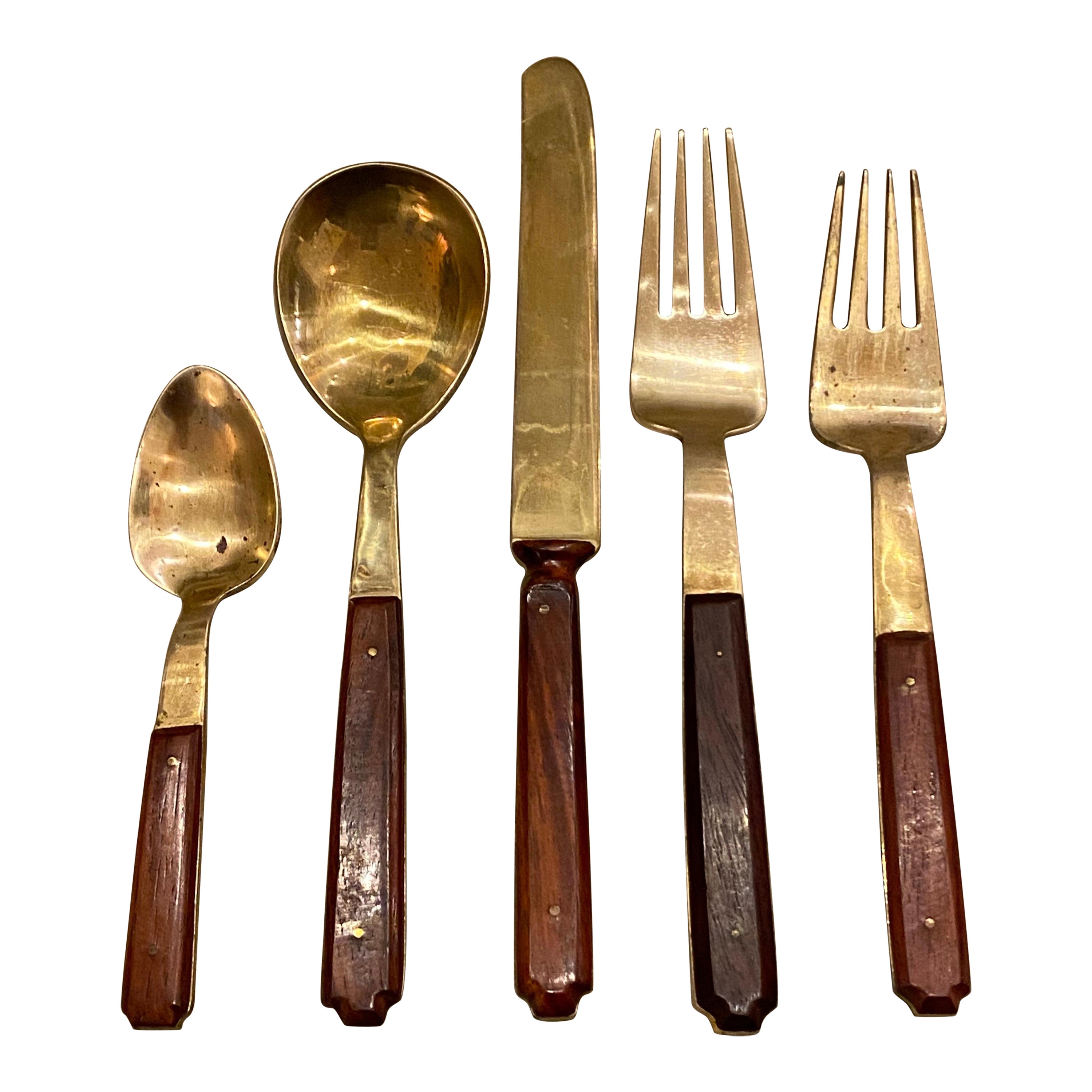 Brass Flatware Set, Service for 12 / 142 pieces For Sale