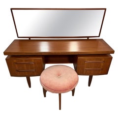 Mid Century Modern G Plan Fresco Teak Vanity With Stool