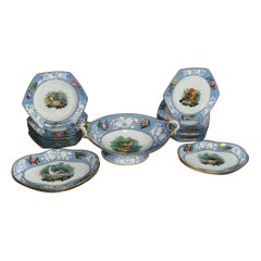 Used English Periwinkle Blue Dessert Service for 16, Spode Circa 1820 