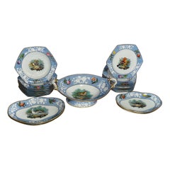 Antique English Periwinkle Blue Dessert Service for 16, Spode Circa 1820