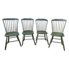 Vintage 19Thc Original Paint Decorated Step Down Windsor Chairs -4